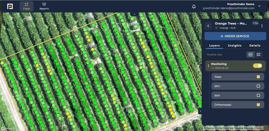 Aerial crop analysis map